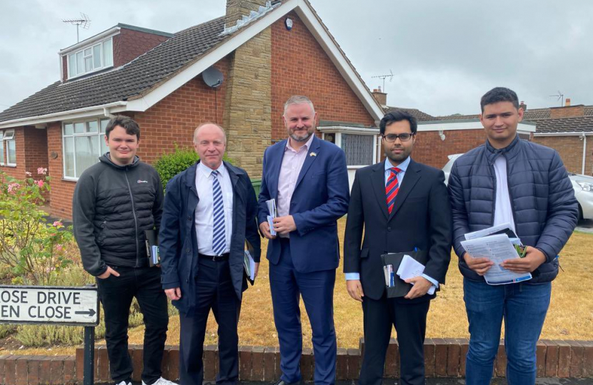 Conservative and Unionist Party Chairman, The Rt. Hon. Andrew Stephenson MP, Marco Longhi MP, his team, and local activists in Saint James' ward