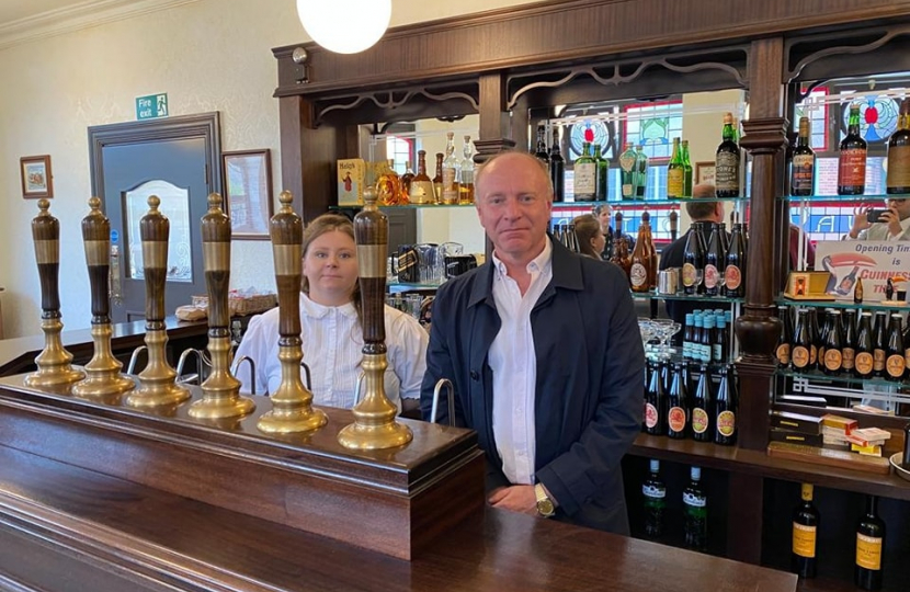 Marco Longhi MP behind the Edwardian bar