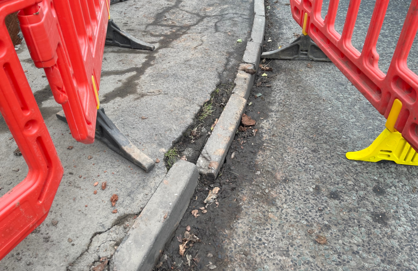 Damaged kerbstones at the Northway, Sedgley