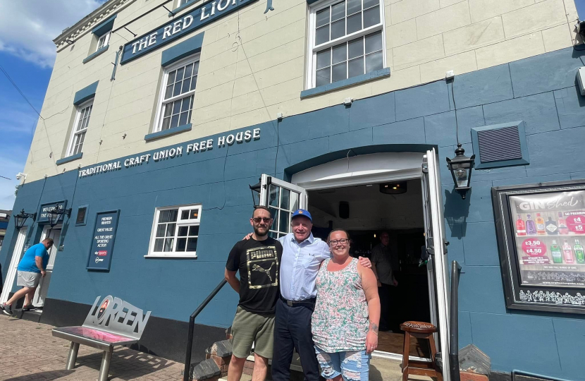 Marco Longhi MP at the Red Lion pub in Sedgley at the Bull Ring