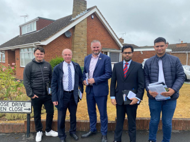 Conservative and Unionist Party Chairman, The Rt. Hon. Andrew Stephenson MP, Marco Longhi MP, his team, and local activists in Saint James' ward