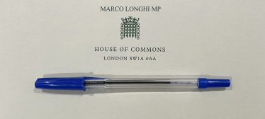 Marco Longhi MP Letterhead with blue pen